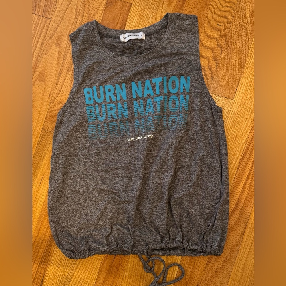 burn boot camp tie front tank top